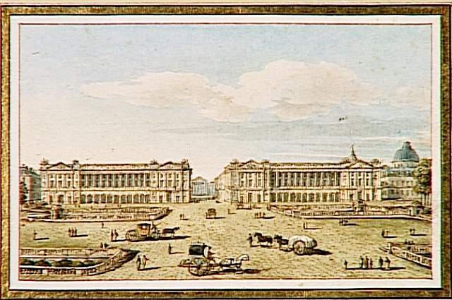 Vue de la place de la Concorde cy-devant Louis XV et des édifices l'un servant de garde-meubles de la Couronne et l'autre au Ministère de la Marine, à Paris, Victor Jean Nicolle