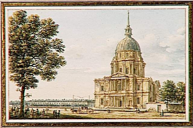 Vue du Dôme de l'Eglise Impériale des Invalides prise du côté du Midi, à Paris, Victor Jean Nicolle