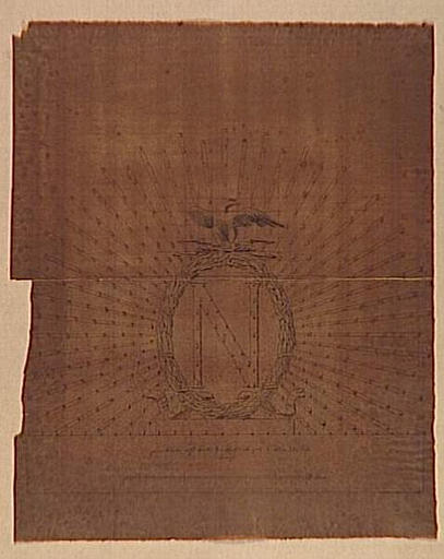 Composition décorative : N dans une couronne de laurier rayonnante, surmontée de l'aigle impérial_0