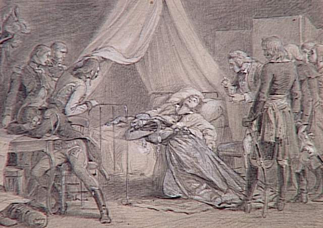 55 scènes de la Révolution, l'Empire et la Restauration Projets d'illustration : mort d'un général de la Révolution (Lazare Hoche, 18 septembre 1797)_0