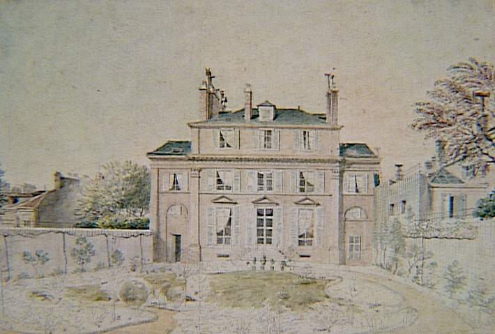 Recueil de 21 vues de Paris et de ses environs :  hôtel parisien non identifié Façade sur jardin, Victor Jean Nicolle
