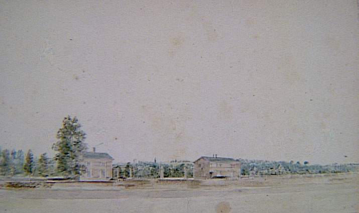 Recueil de 21 vues de Paris et de ses environs : les deux pavillons d'entrée de Malmaison et le château au loin, Victor Jean Nicolle