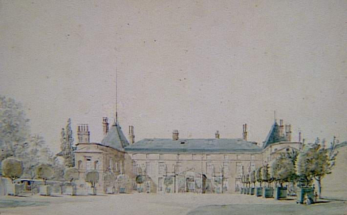 Recueil de 21 vues de Paris et de ses environs : château de Malmaison, façade sur cour, Victor Jean Nicolle