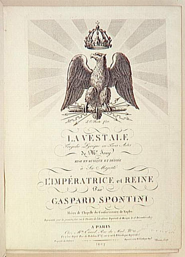 Ouvrage : La Vestale, tragédie lyrique en trois actes par Gaspard Spontini et Victor-Joseph Etienne de Jouy_0