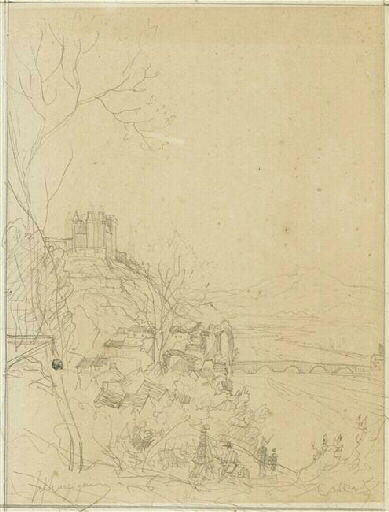 Château de Pau vu du parc, Henri Harpignies, 3e quart 19e siècle