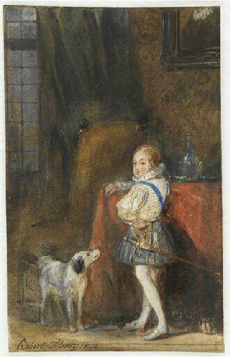 Henri de Navarre enfant et son chien, Joseph Nicolas Robert-Fleury, 1832