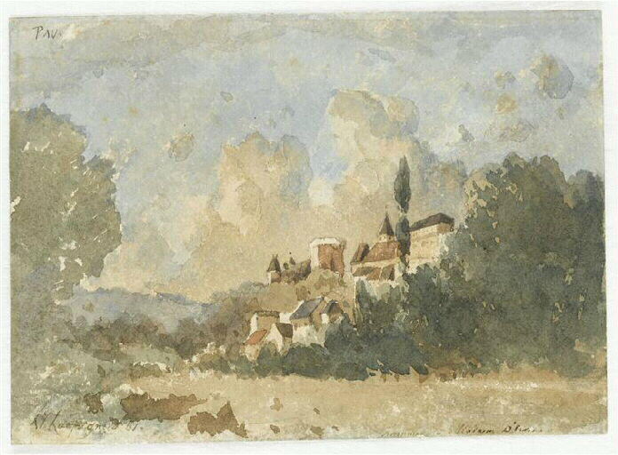 Le château de Pau vu du Sud-Est, Henri Harpignies, 1861