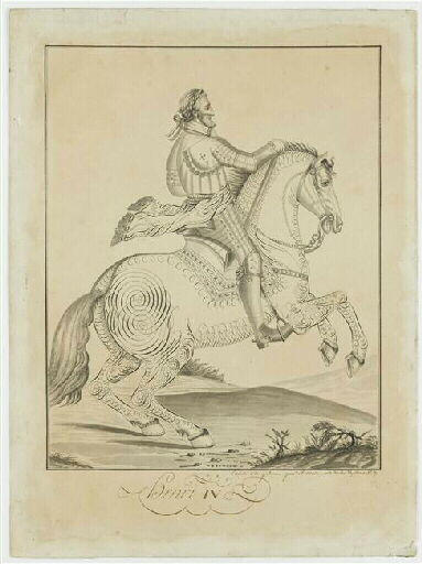 Henri IV à cheval se dirigeant vers la droite_0