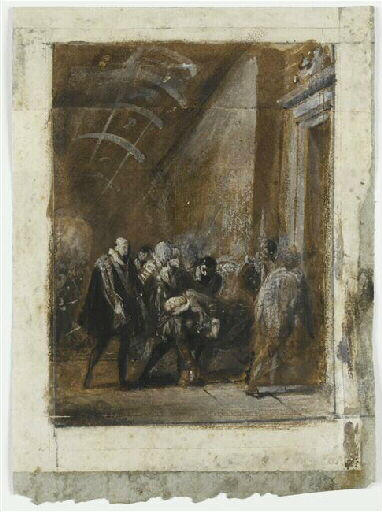 Henri IV mort transporté au Louvre, 14 mai 1610, Joseph Nicolas Robert-Fleury, 1835