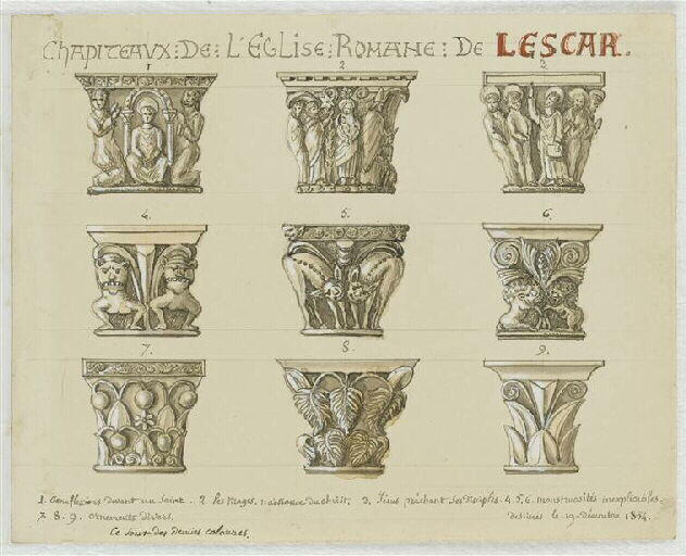 Lescar. Chapiteaux de l'église romane_0