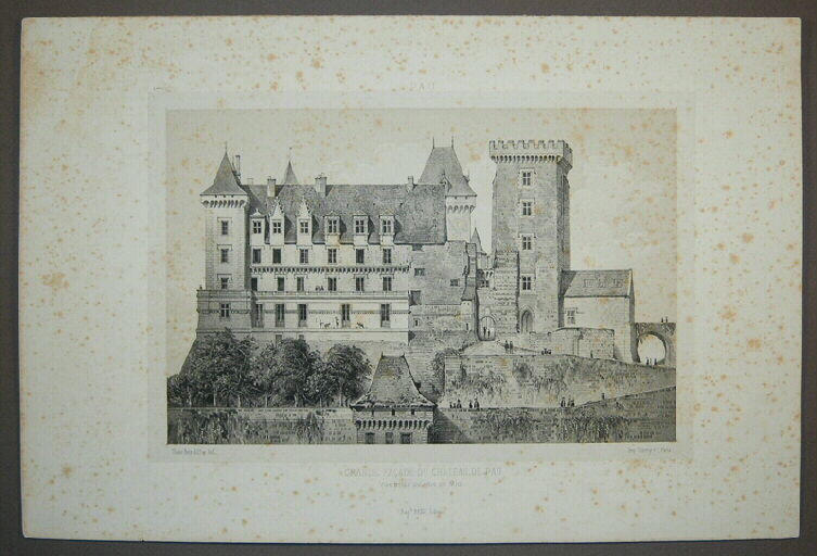 Grande façade du château de Pau - Vue prise du Midi, Victor Petit, 1850