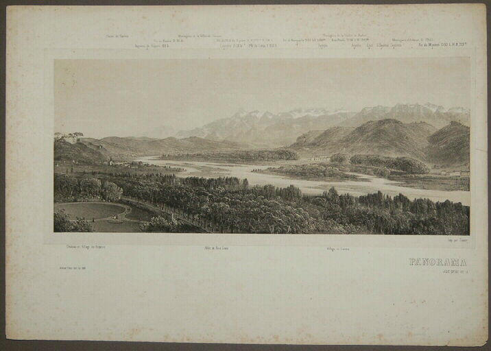 Panorama des Pyrénées (chaîne des Pyrénées), Victor Petit, 1850