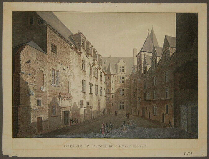 Intérieur de la cour du château de Pau, Antoine Ignace Melling, 1826-1830