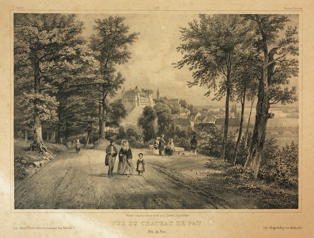 Vue du Château de Pau, prise du parc., Louis-Julien Jacottet, 1835,1836