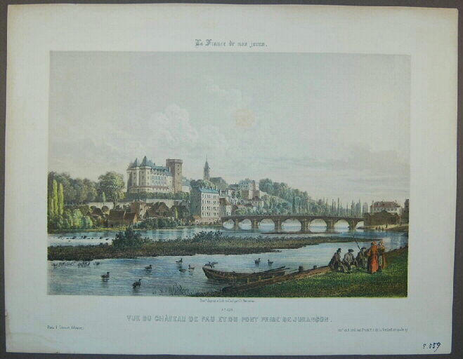 Vue du château de Pau et du pont de pierre de Jurançon_0