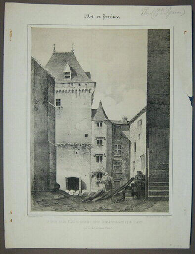 Cour du Château de Pau prise de l'ancienne entrée, Paul Gelibert, 1840