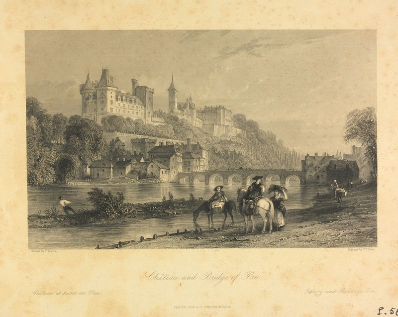 Château et pont de Pau, Thomas Allom, 19e siècle