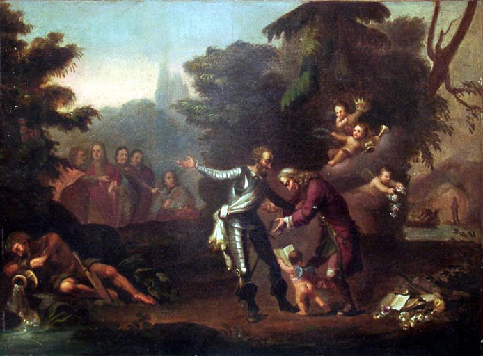 Réception de Voltaire aux Champs Elysées par Henri IV_0