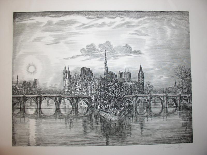 Le Pont-Neuf et le square du Vert-Galant (titre factice), Albert Decaris, 20e siècle