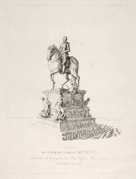 Première statue équestre de Henri IV (élevée sur le terre-plein du Pont-Neuf à Paris en 1614/ et détruite en 1792), Jean Louis Charles Pauquet, 1819