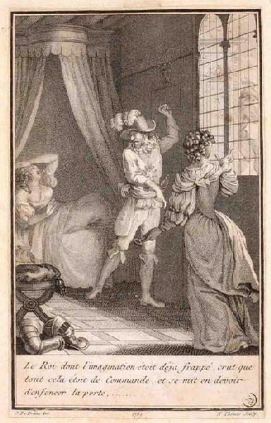 Anecdote du Roi trompé par la Gabrielle (titre inscrit), N Thomas, 1789