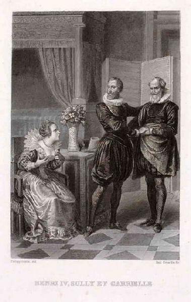 Henri IV et Gabrielle d'Estrées (titre inscrit), Paul Girardet, 1840 vers
