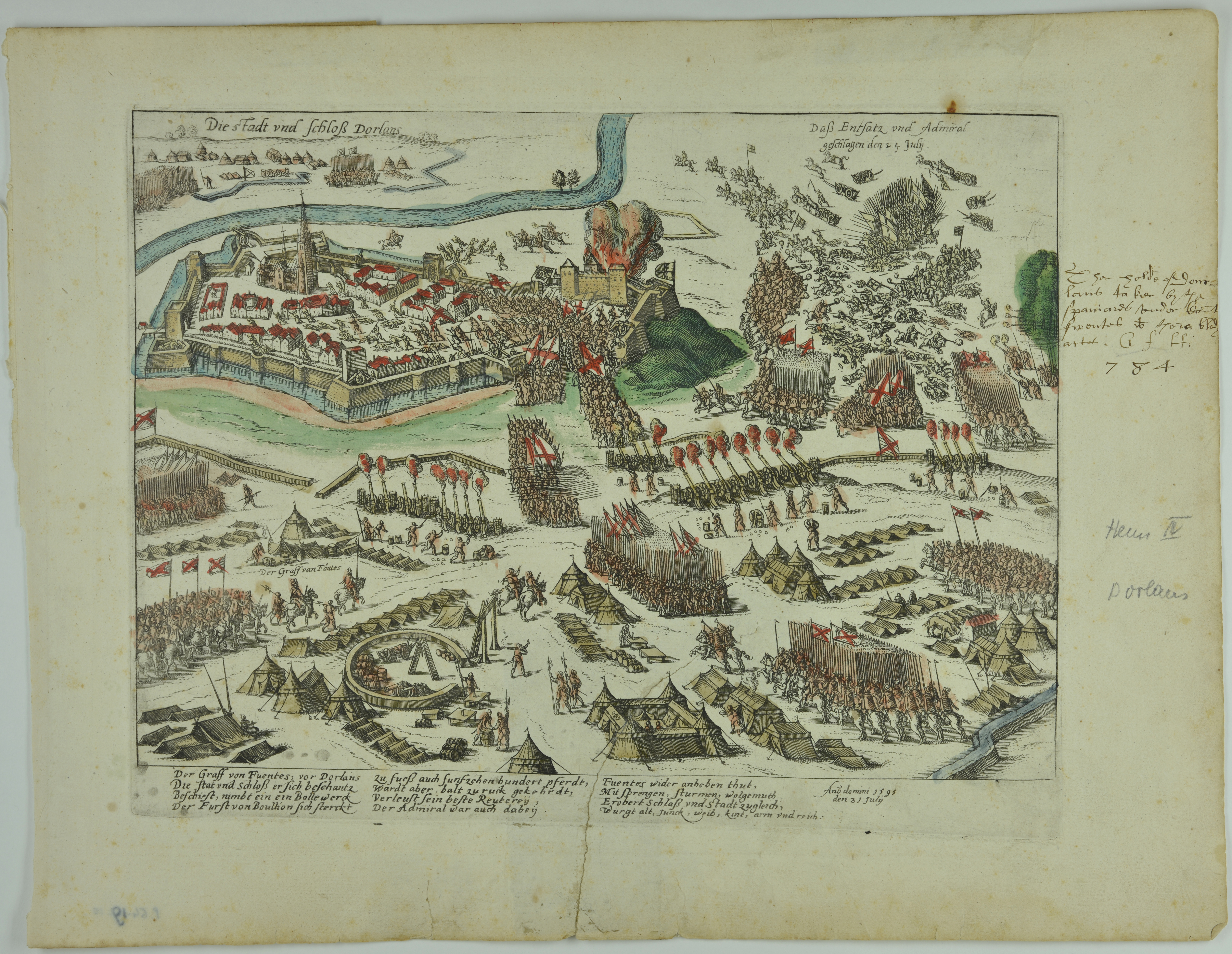 Prise de la forteresse de Doullens.30 juillet 1595, François Hogenberg, 4e quart 16e siècle