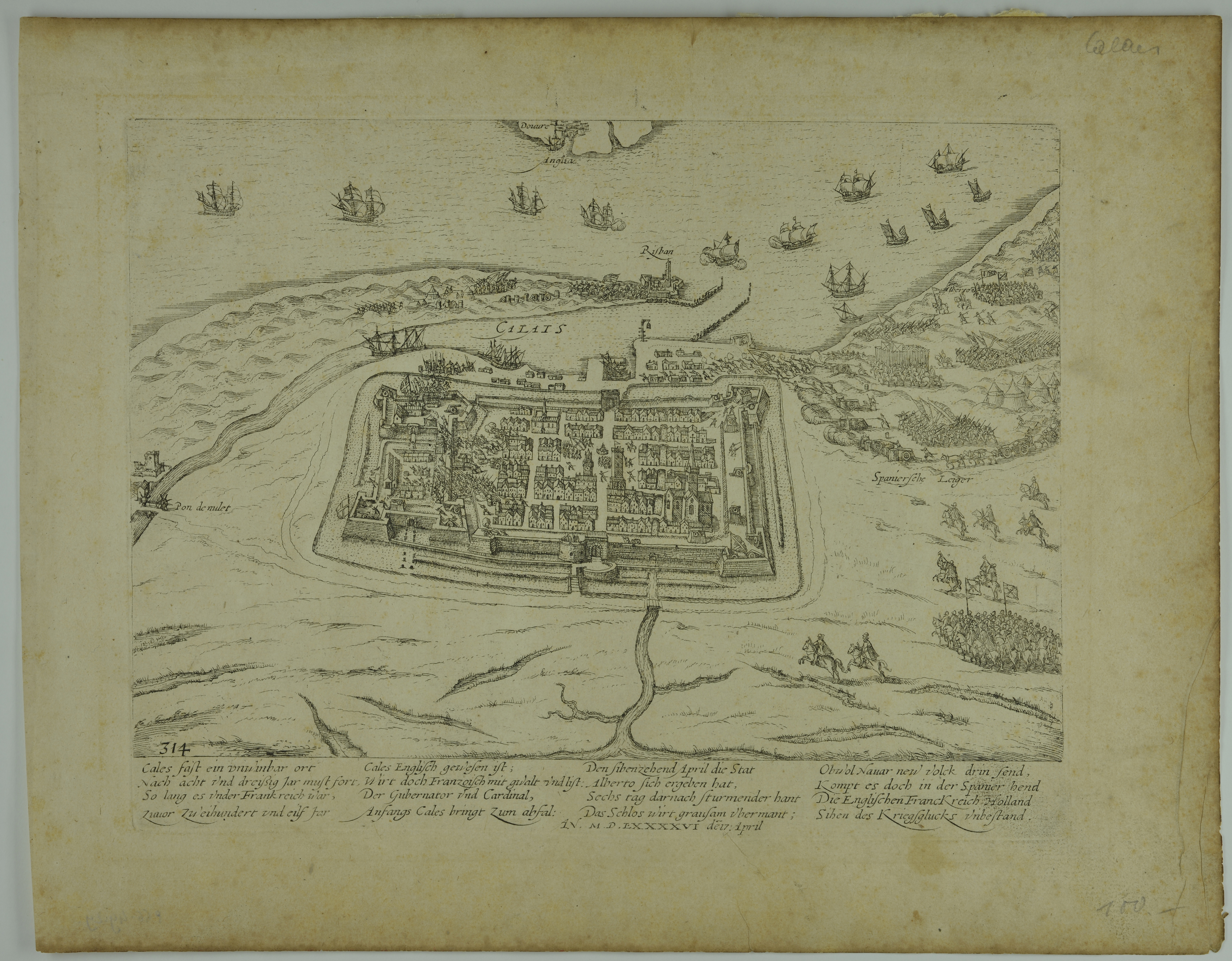 Prise de Calais par les Espagnols.17 avril 1596, François Hogenberg, 4e quart 16e siècle, 1er quart 17e siècle