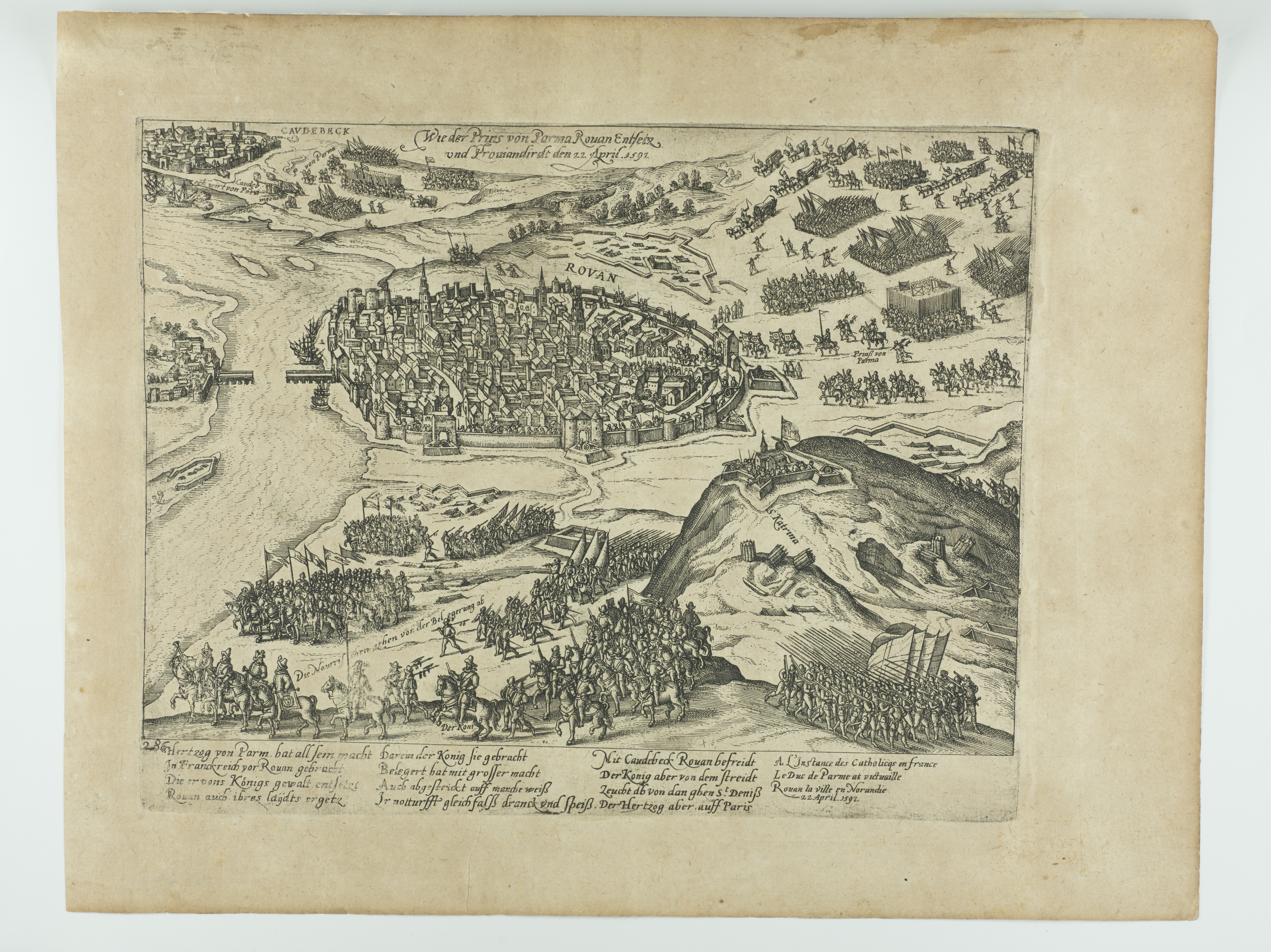 Entrée dans Rouen du duc de Parme.22 avril 1592, François Hogenberg, 4e quart 16e siècle