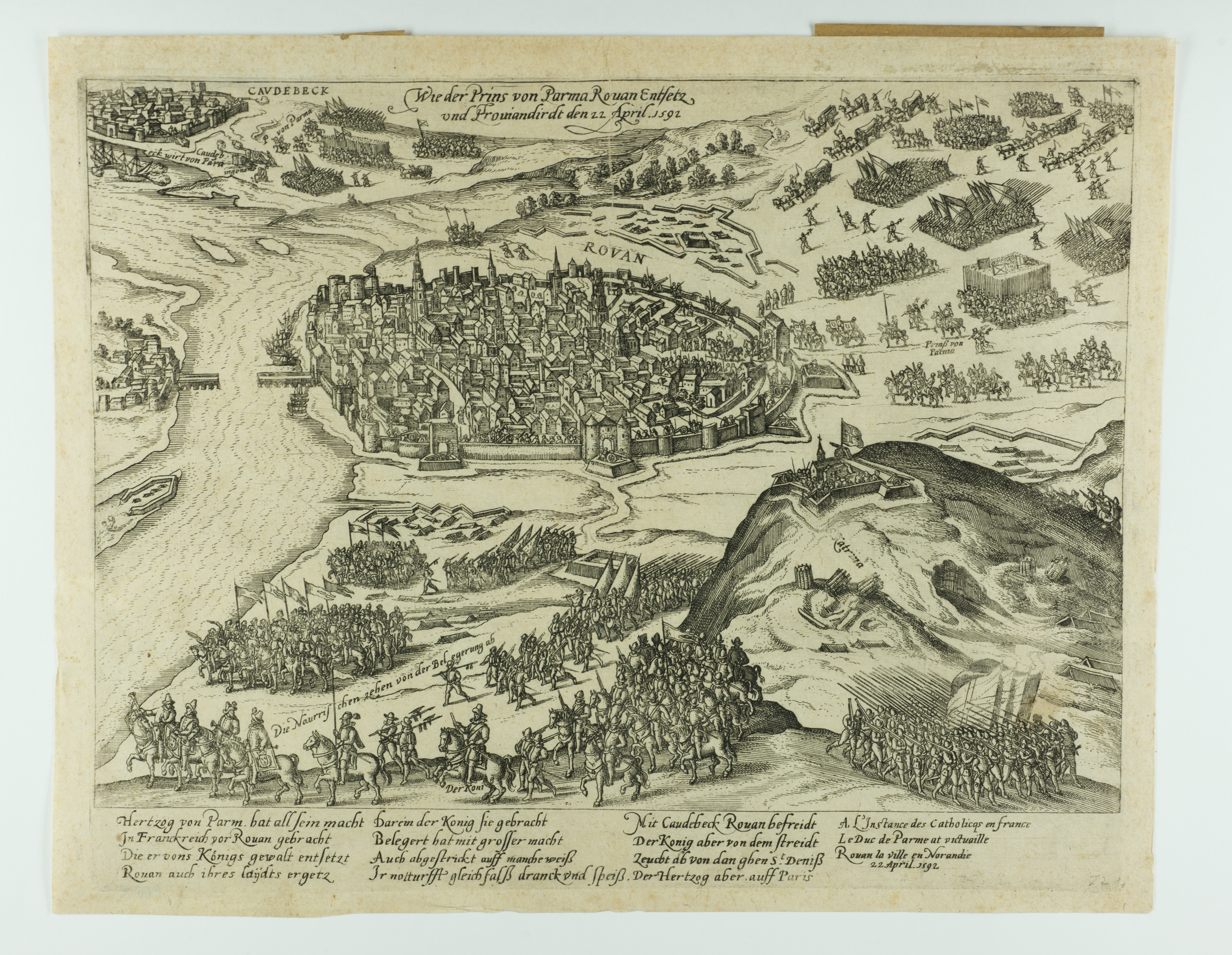 Entrée dans Rouen du duc de Parme.22 avril 1592, François Hogenberg, 4e quart 16e siècle