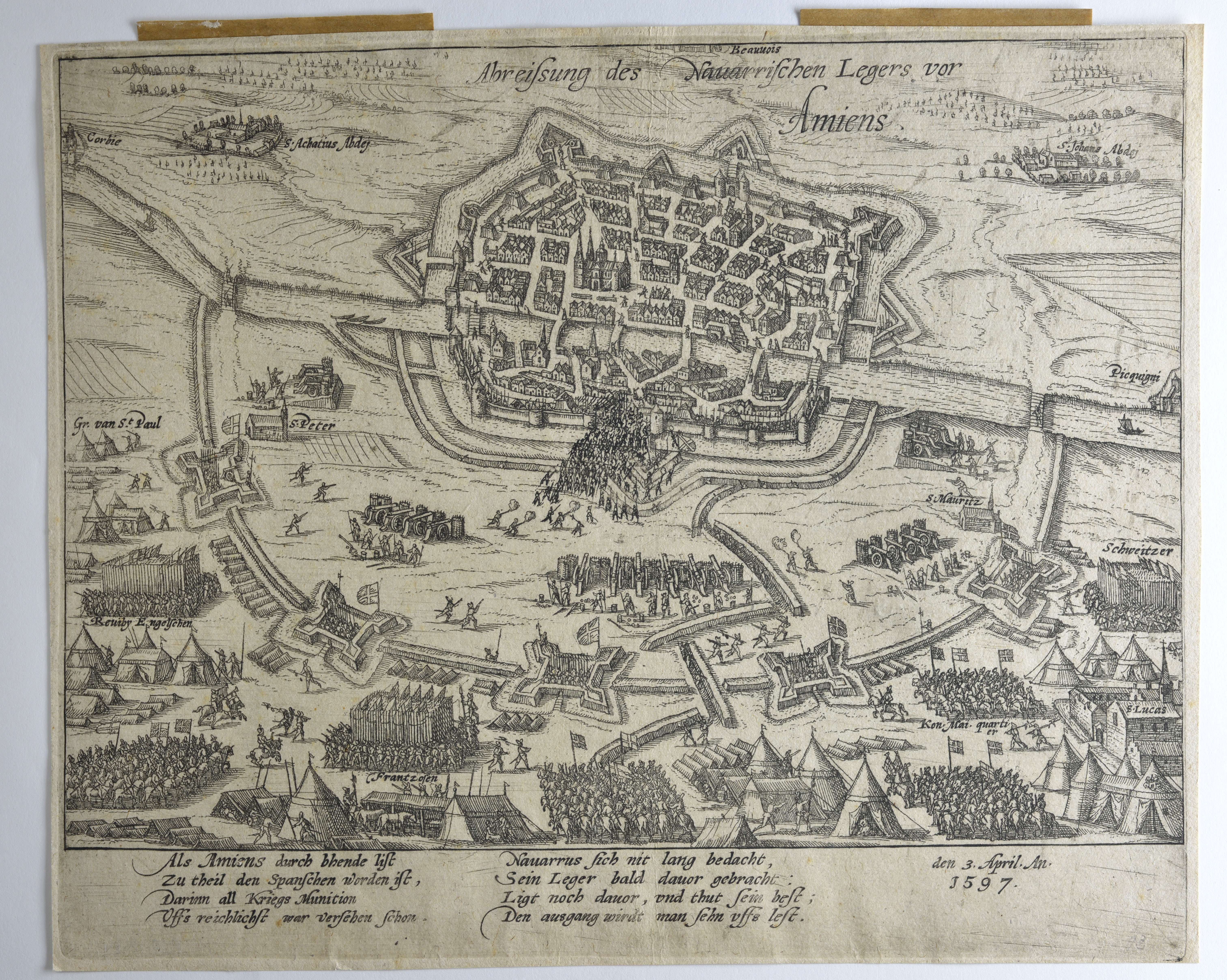 Henri IV assiégeant Amiens, François Hogenberg, 4e quart 16e siècle, 1er quart 17e siècle
