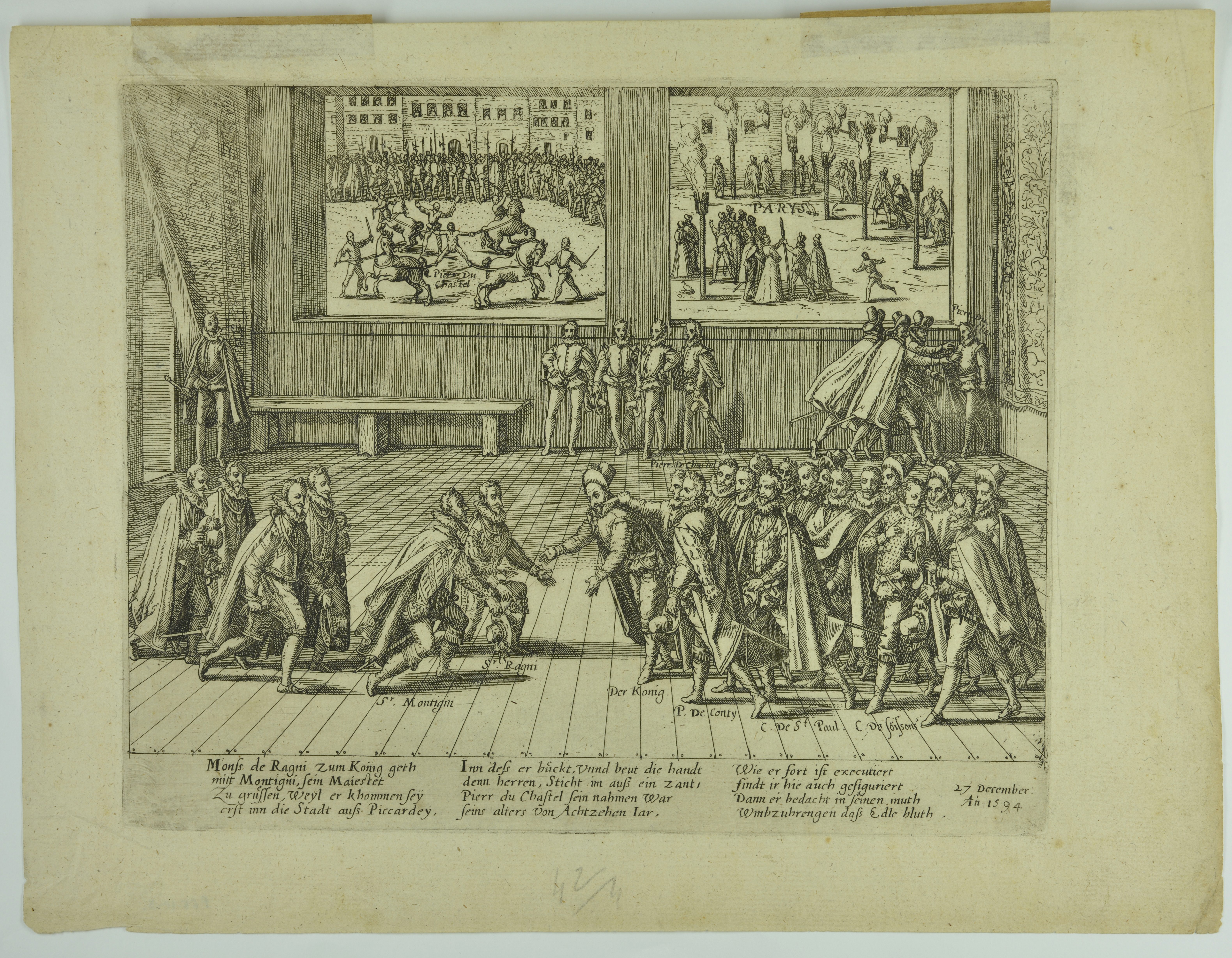 27 décembre 1594. L'attentat et supplice de Chatel, François Hogenberg, 4e quart 16e siècle