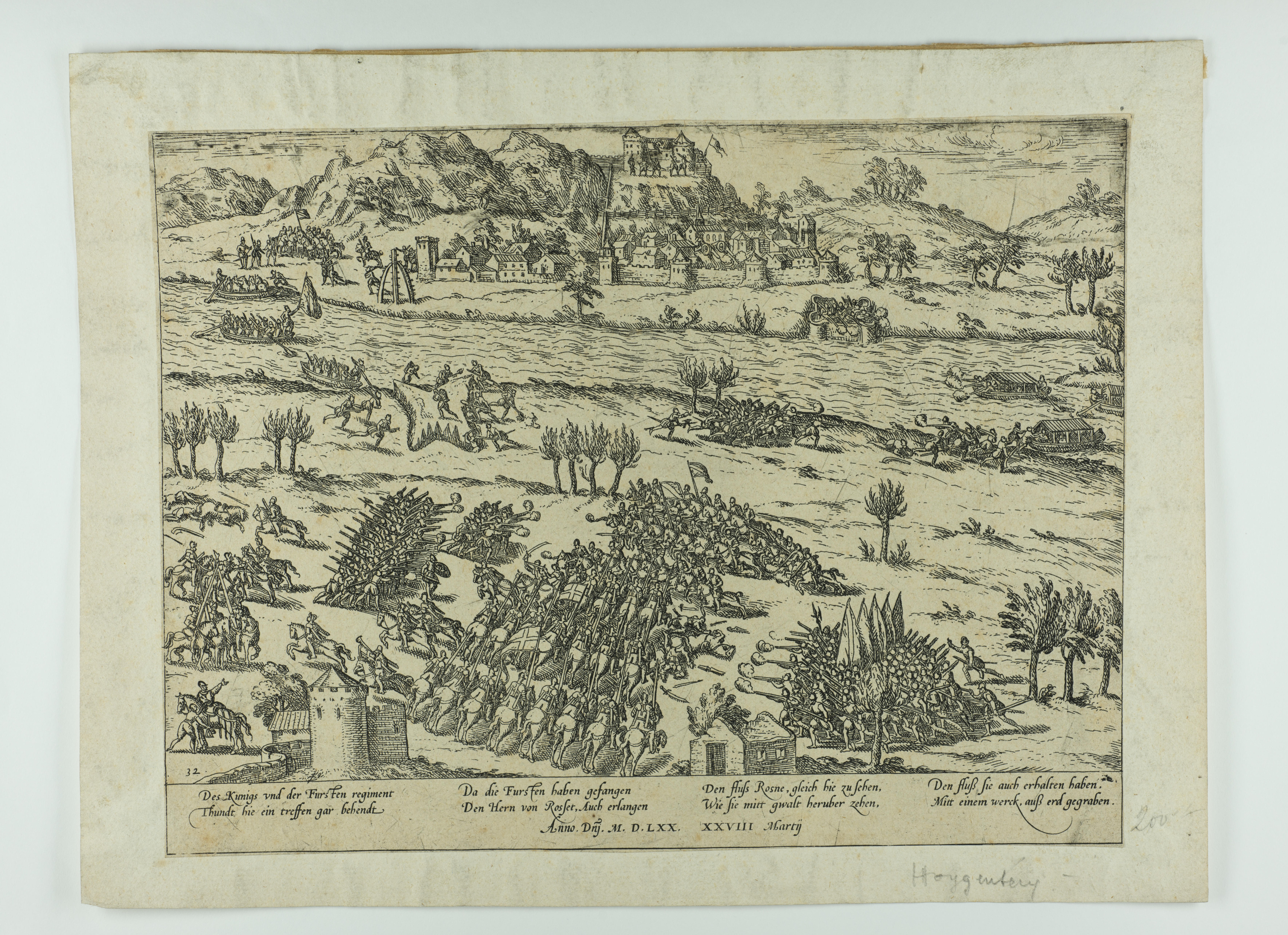 Le passage du Rhône en Dauphiné, François Hogenberg, 1585 vers