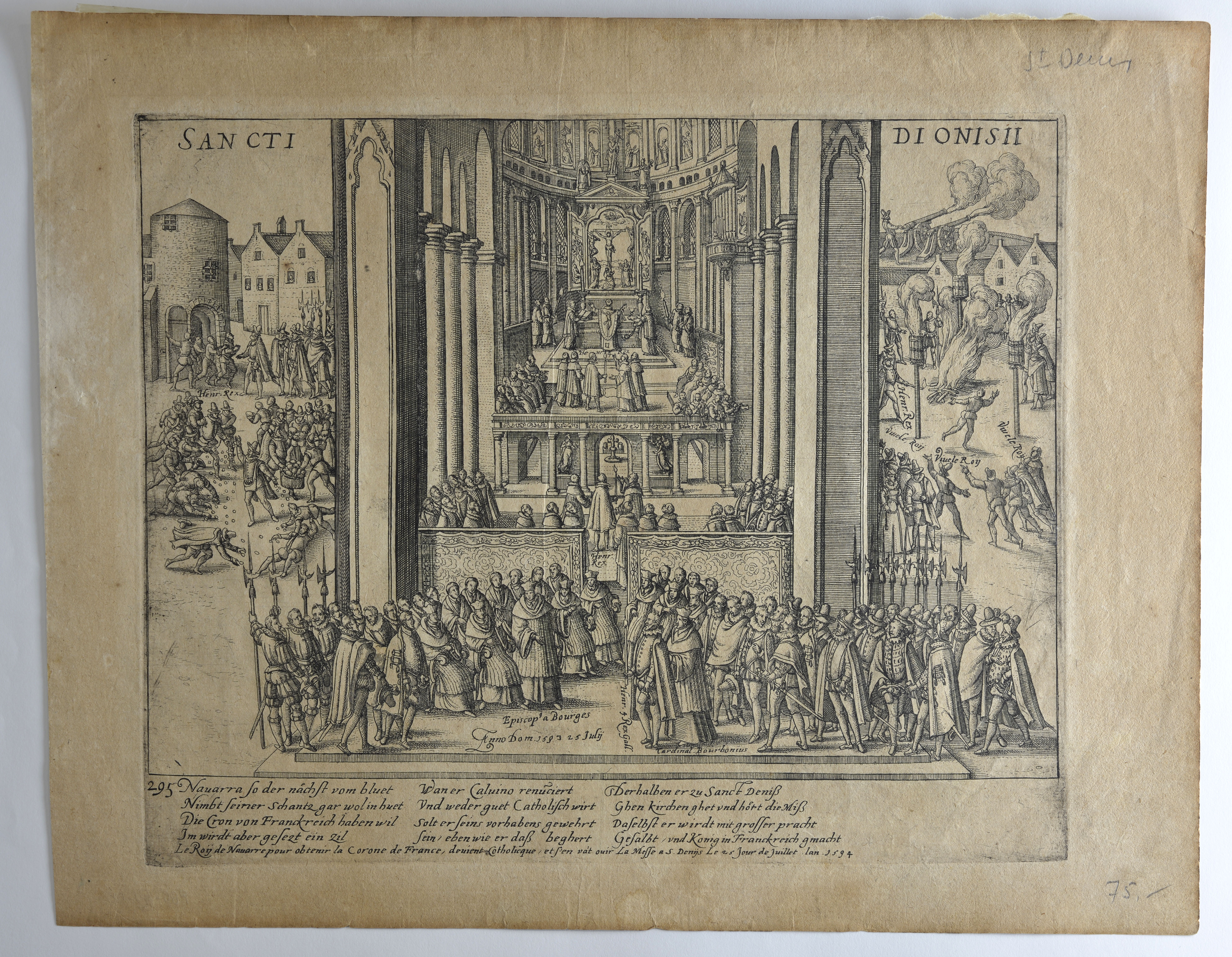 L'abjuration d'Henri IV à St-Denis. 1593, François Hogenberg, 4e quart 16e siècle