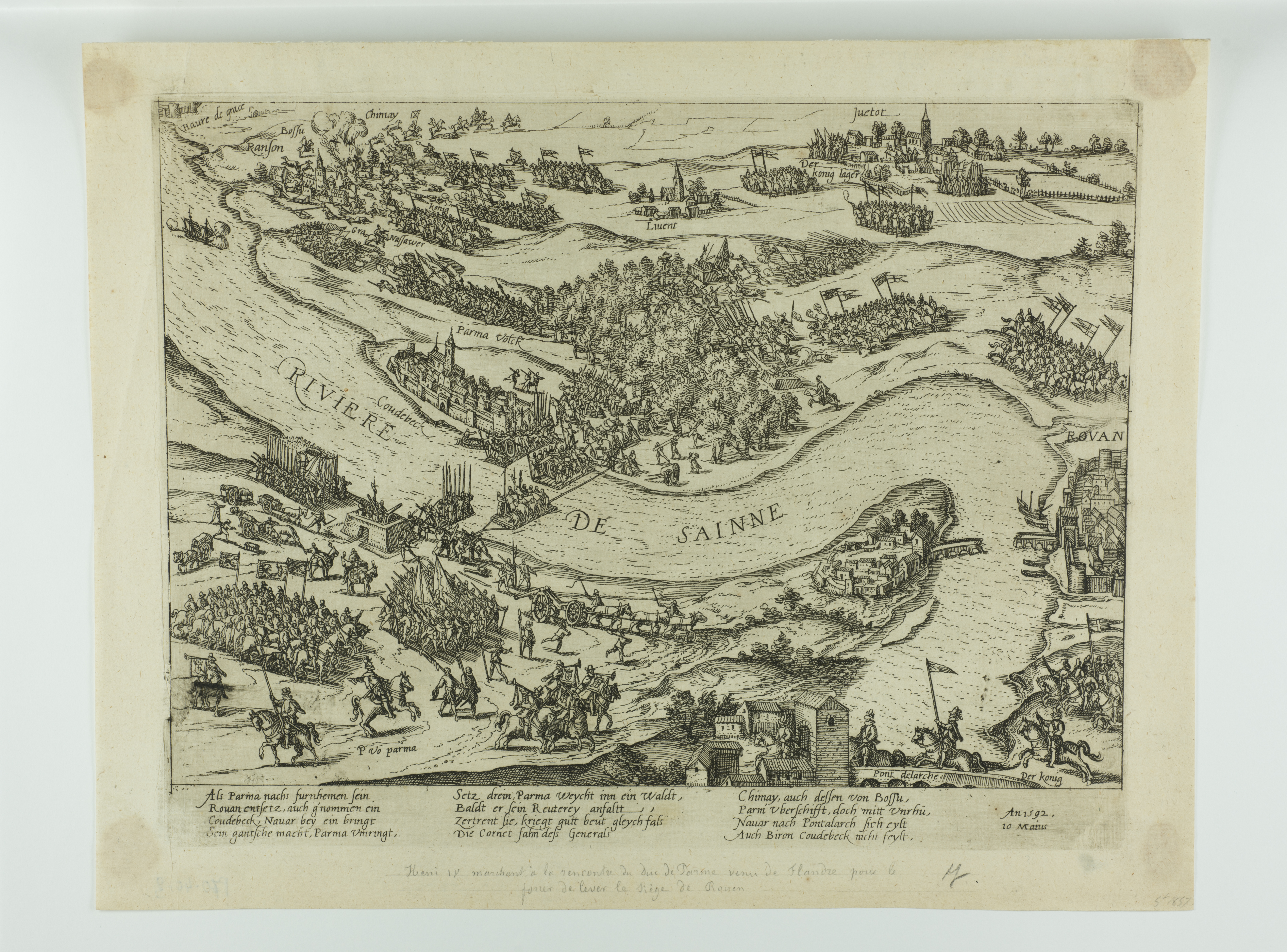 Le duc de Parme vient au secours de Rouen, François Hogenberg, 4e quart 16e siècle, 1er quart 17e siècle