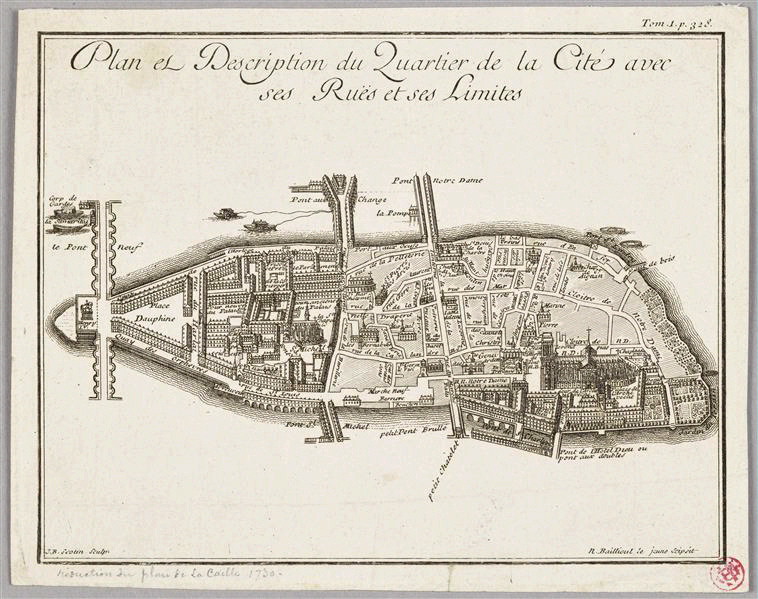 Paris. Plan de l'île de la Cité (titre inscrit), Jean-Baptiste Scotin