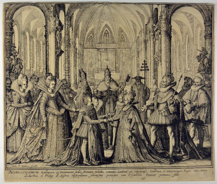 Mariage de Louis XIII et d'Anne d'Autriche ; Mariage de Philippe IV et d'Elisabeth de France, Nicolas de Mathoniere, 1615
