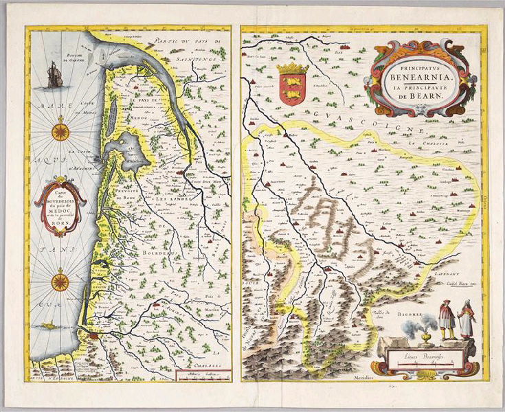 Cartes du Bordelais et du Béarn-1663, Willem Janszoon Blaeu, 1663