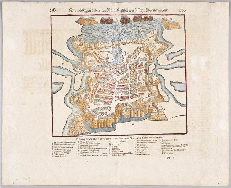 Vue cavalière de La Rochelle, Sebastian Munster, 2e quart 16e siècle