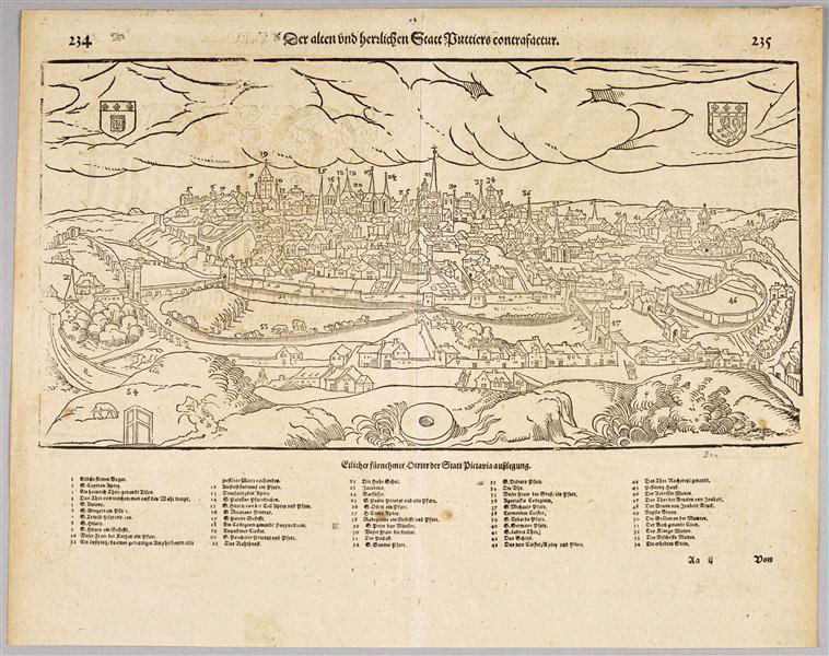 Vue de Poitiers, Sebastian Munster, 1544