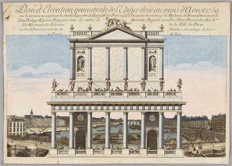 Elévation de l'édifice élevé sur le Pont Neuf, Jacques François Blondel, 1739