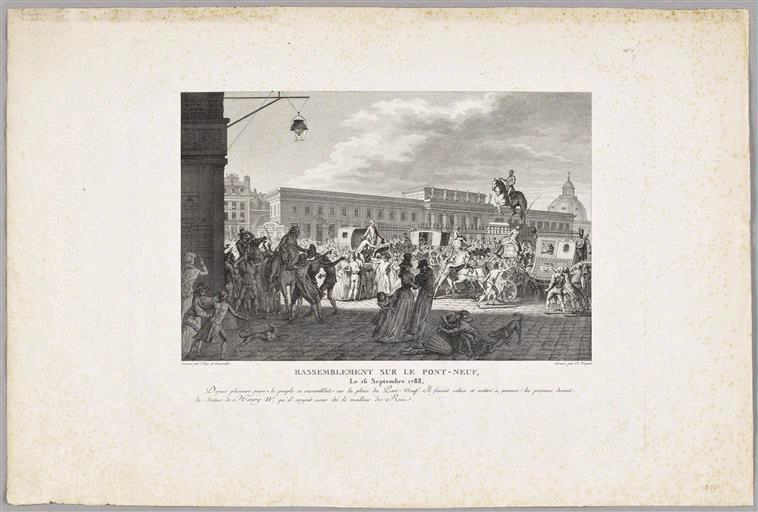 Rassemblement sur le Pont Neuf, 16 septembre 1788, Claude Niquet, 1788