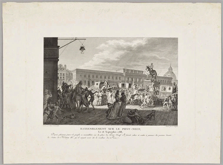 Rassemblement sur le Pont Neuf , 16 septembre 1788, Claude Niquet, 1788