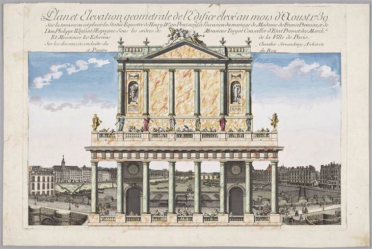Elévation de l'édifice élevé sur le Pont Neuf, Giovanni-Niccolo Servandoni, 1740