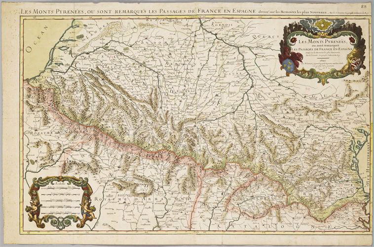 Carte des Pyrénées, Guillaume Sanson, 1701
