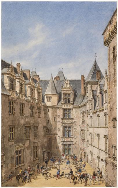 Retour de chasse dans la cour du château de Pau_0