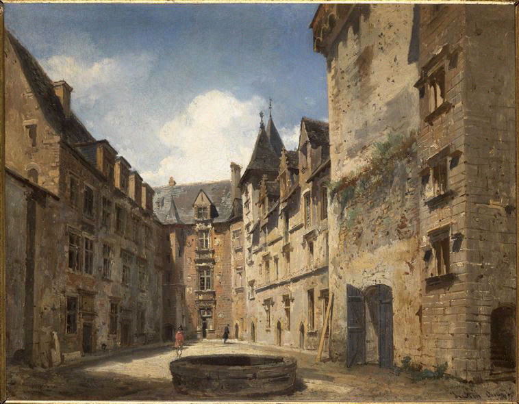 Château de Pau. La cour., Pierre Justin Ouvrie, 1845