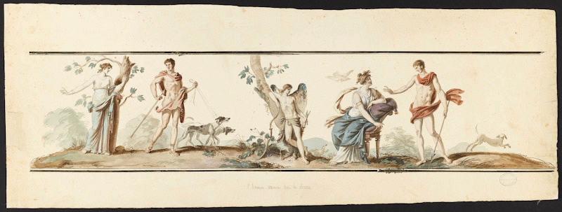 L'Amour vaincu par la chasse ; Elément décoratif, Jean-Jacques Lagrenée