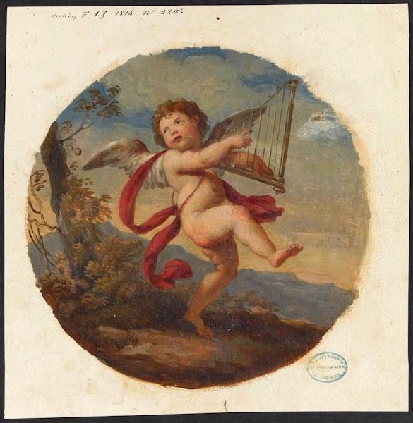 Elément décoratif : Amour jouant de la lyre, Jean-Jacques Lagrenée