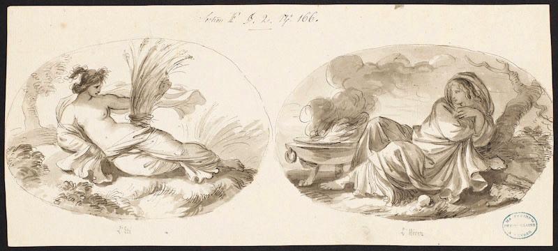 Elément décoratif : L'Eté et l'Hiver, Jean-Jacques Lagrenée